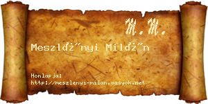 Meszlényi Milán névjegykártya