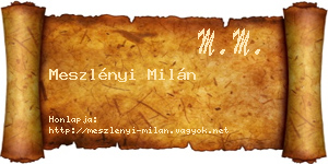 Meszlényi Milán névjegykártya
