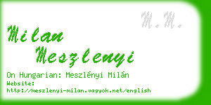 milan meszlenyi business card